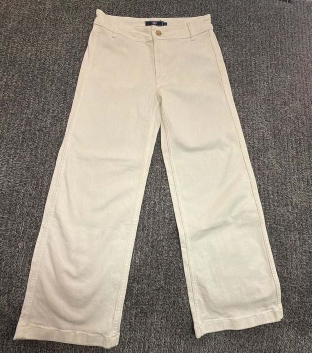 vineyard vines by Shep & Ian Women's High-Rise Wide-Leg White Jeans